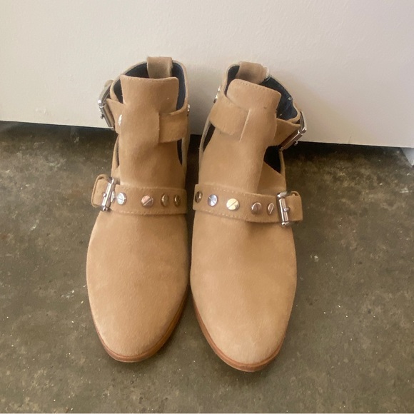 Rebecca Minkoff Abigail Genuine Suede Almond Toe Western Boho Studded Booties - Picture 2 of 10